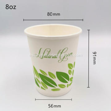 Vasos desechables de café desechables compostables certificados por PLA 8 oz